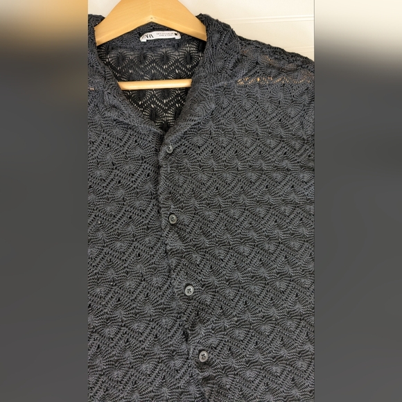 Zara Men's Short Sleeve Knit Button Down Small - Picture 5 of 7